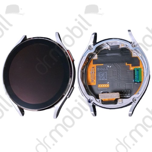 Kijelző Samsung Galaxy Watch 4 44 mm (SM-R870) eSIM 44mm (SM-R875) előlap + LCD kijelző + érintőpanel komplett kerettel ezüst GH97-26410B